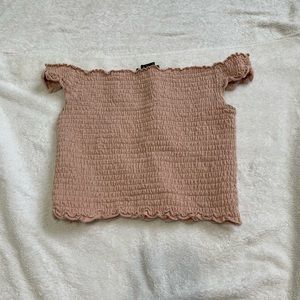 Kids pink off should should crop top